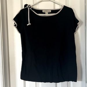 David Brooks vintage nylon blend tie neck cap sleeve blouse top